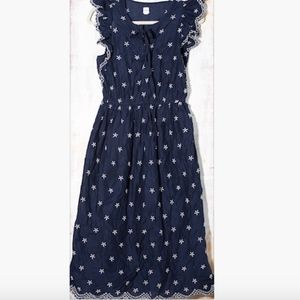 Gap Maxi Blue Dress w/ White Flowers & Ruffles
